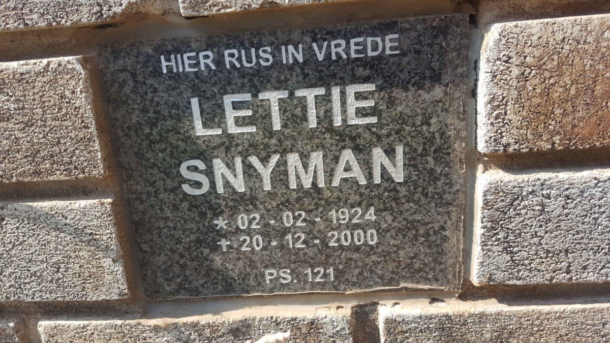 SNYMAN Lettie 1924-2000