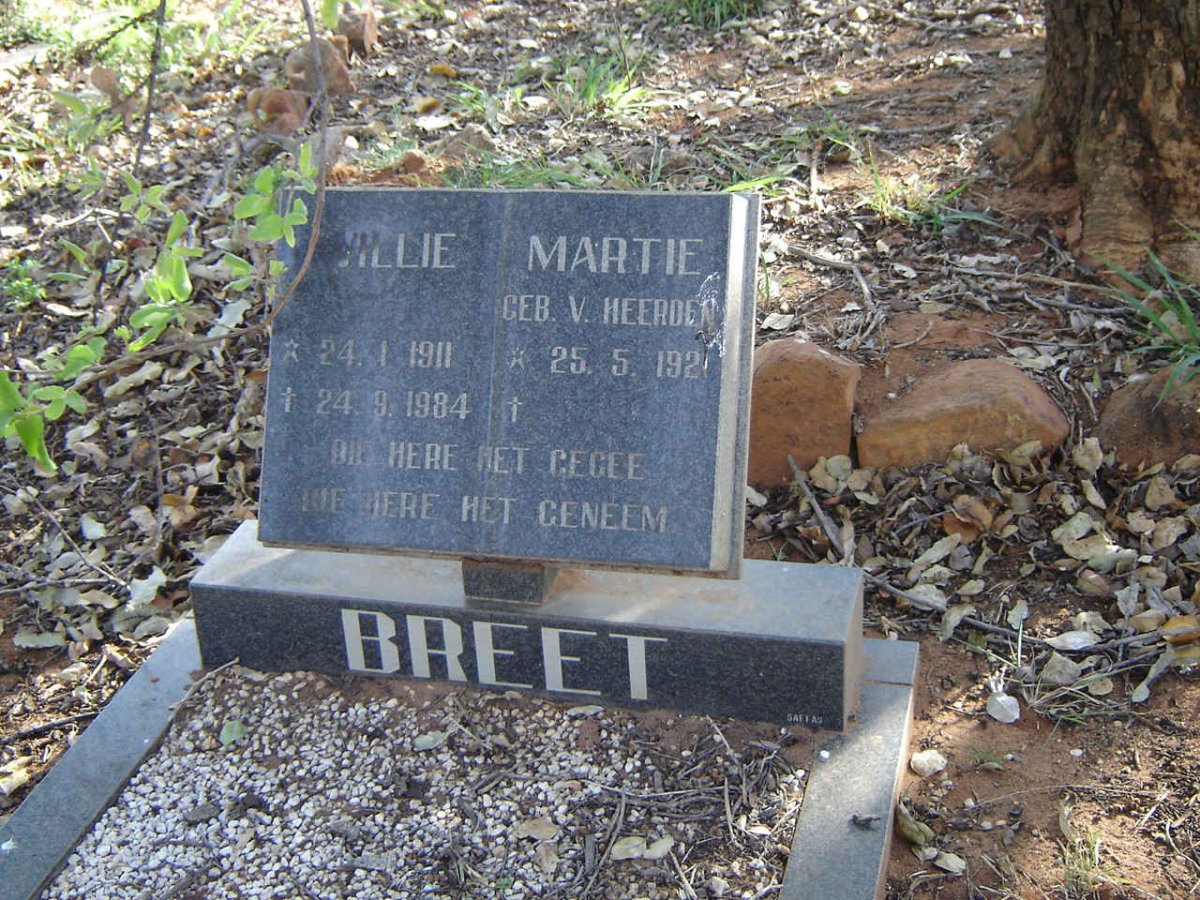 BREET Willie 1911-1984 &amp; Martie V. HEERDEN 1921-
