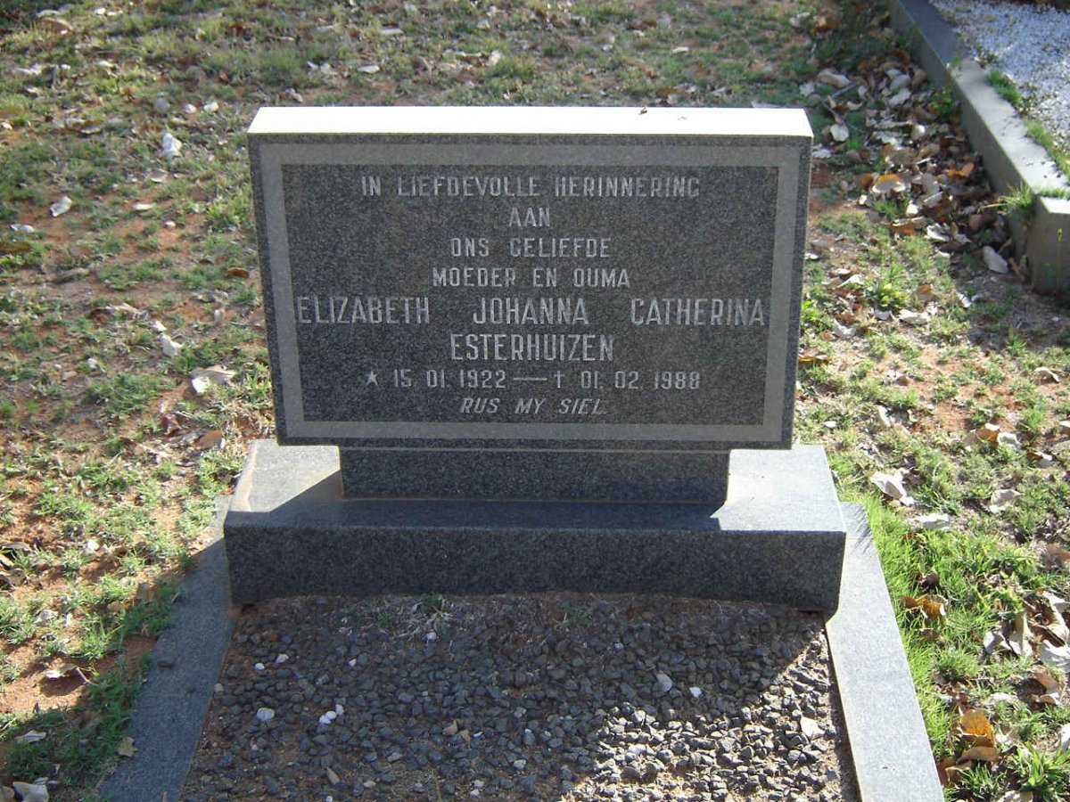 ESTERHUIZEN Elizabeth Johanna Catherina 1922-1988