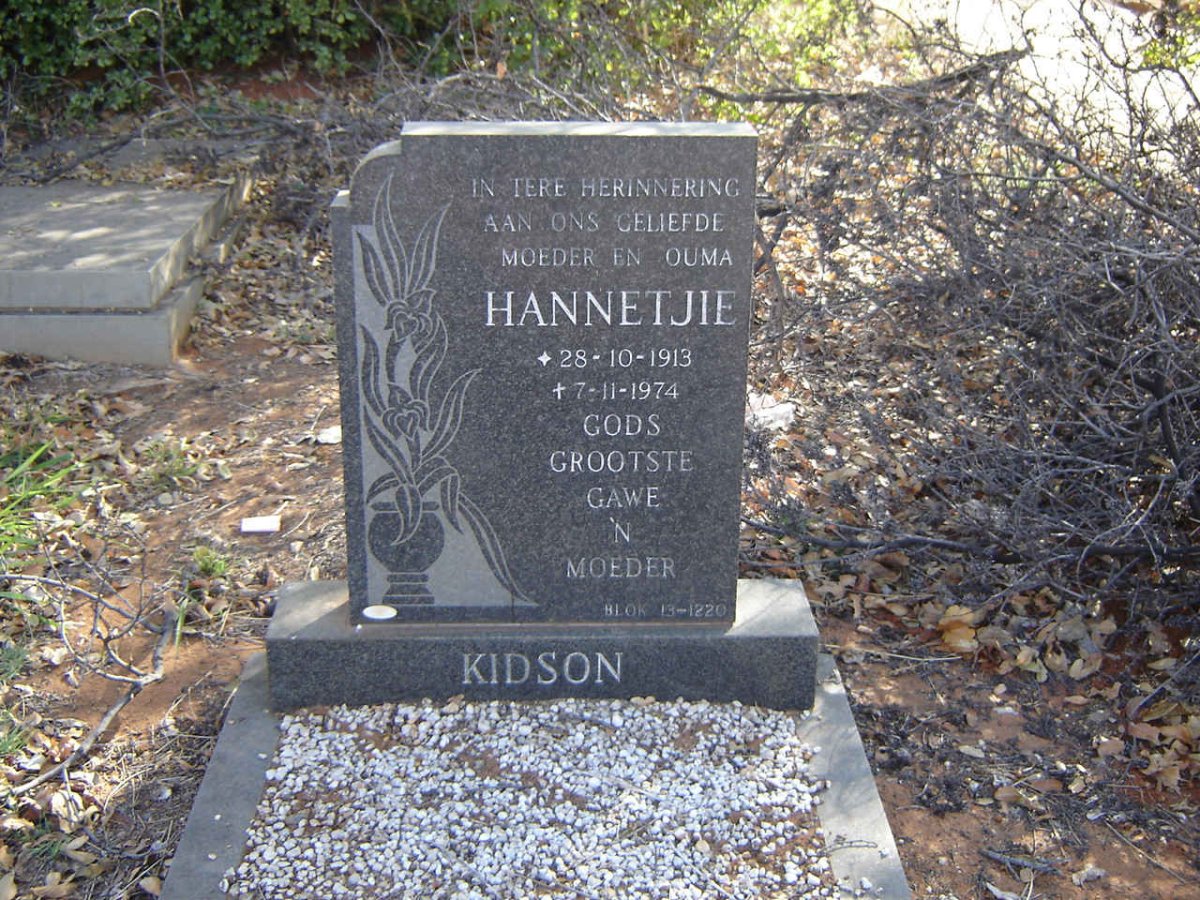 KIDSON Hannetjie 1913-1974