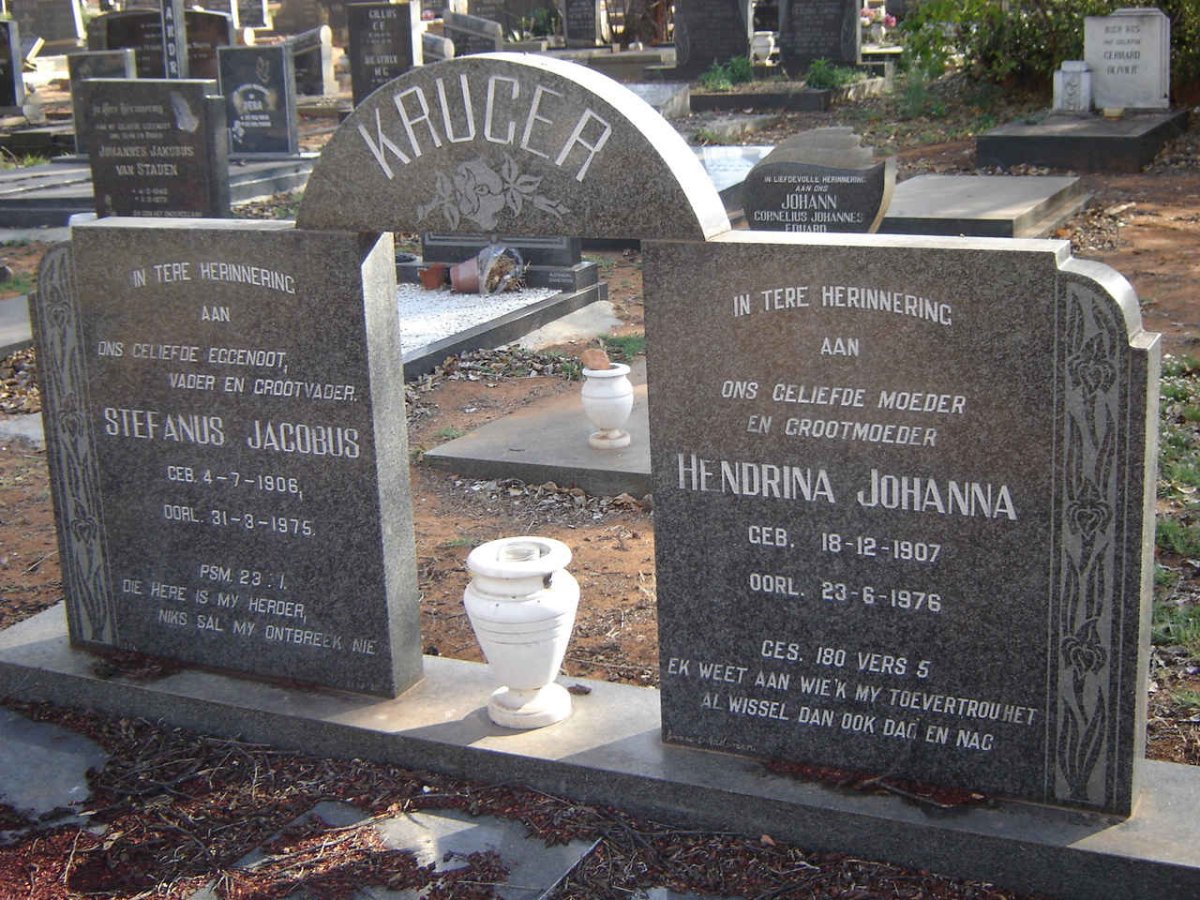 KRUGER Stefanus Jacobus 1906-1975 &amp; Hendrina Johanna 1907-1976