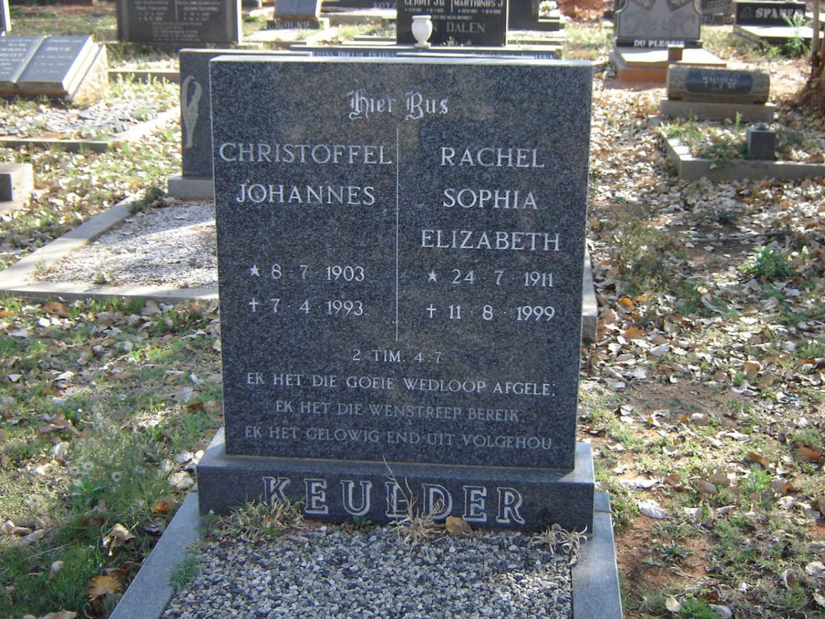 KEULDER Christoffel Johannes 1903-1993 &amp; Rachel Sophia Elizabeth 1911-1999