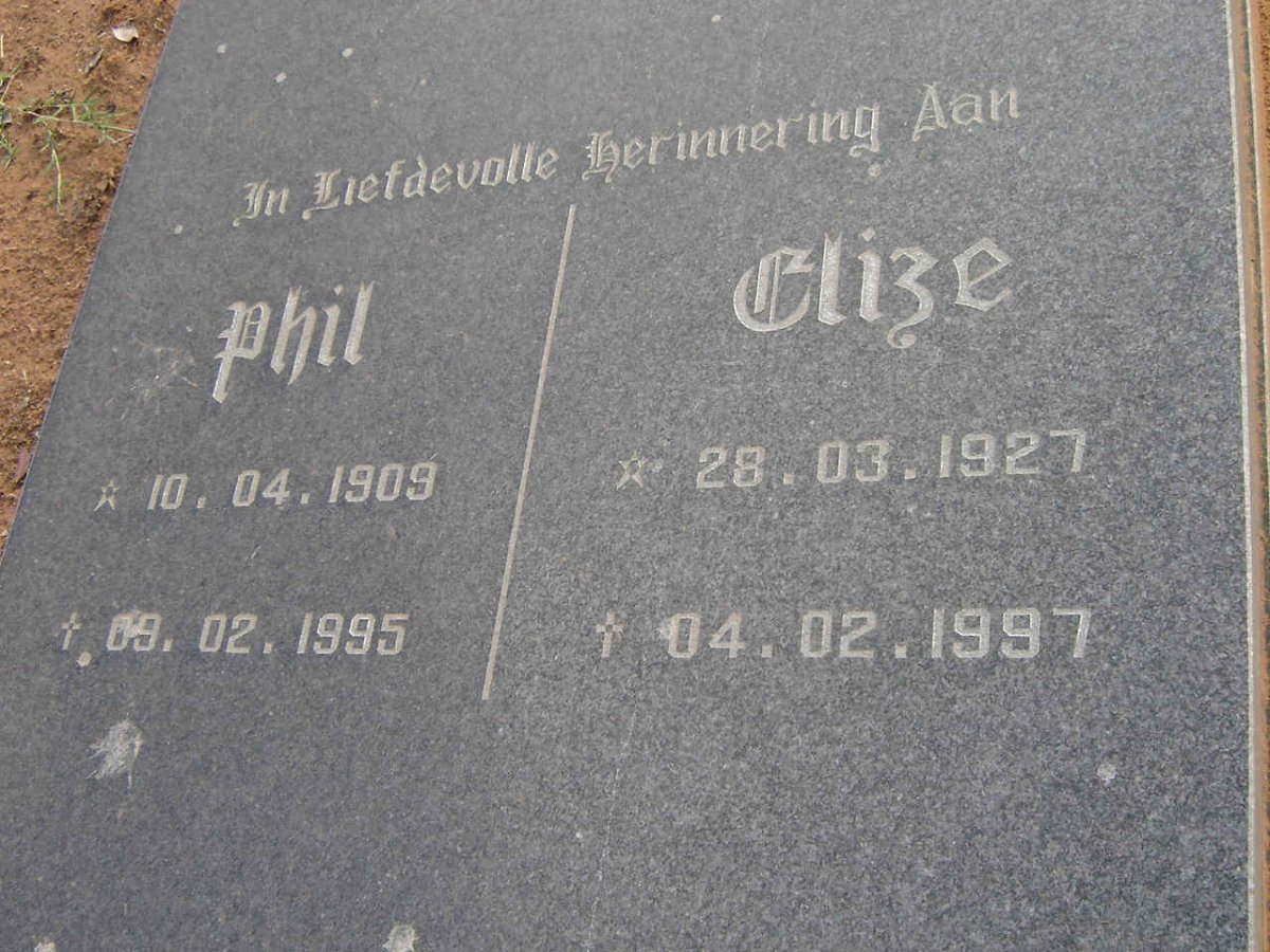 McCARTHY Phil 1909-1995 &amp; &amp; Elize 1927-1997