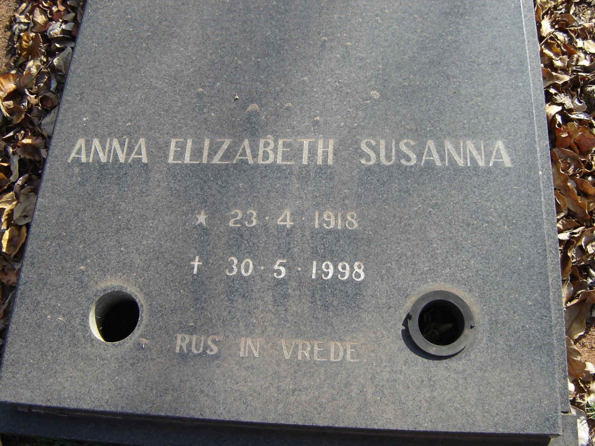 NORTJE Anna Elizabeth Susanna 1918-1998