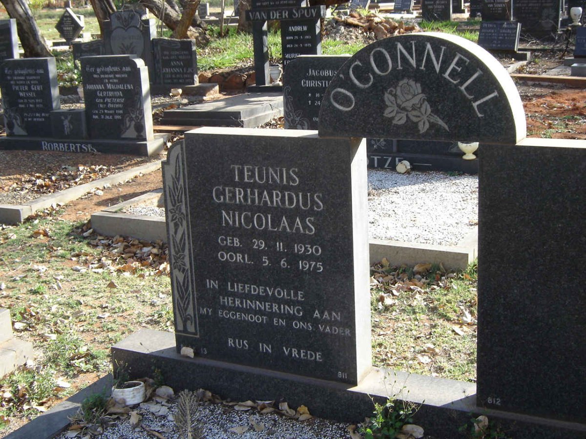 O'CONNELL Theunis Gerhardus Nicolaas 1930-1975