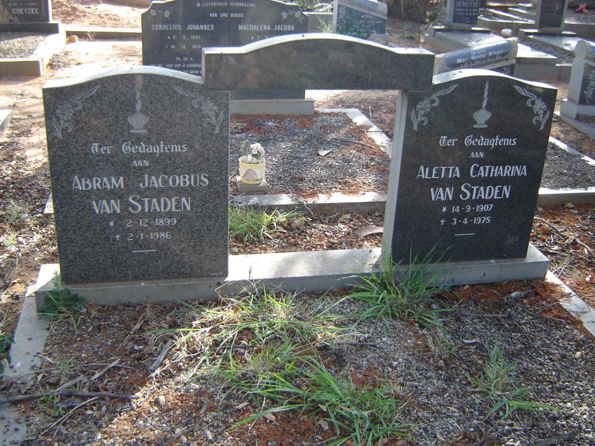 STADEN Abram Jacobus, van 1899-1986 &amp; Aletta Catharina 1907-1975