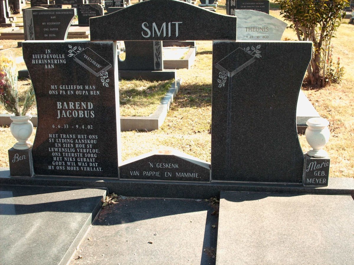 SMIT Barend Jacobus 1933-2002 &amp; Marie MEYER