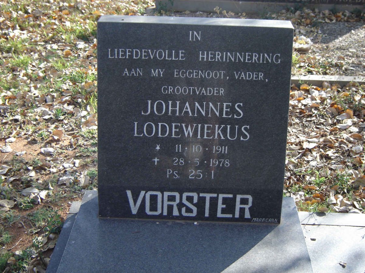 VORSTER Johannes Lodewiekus 1911-1978