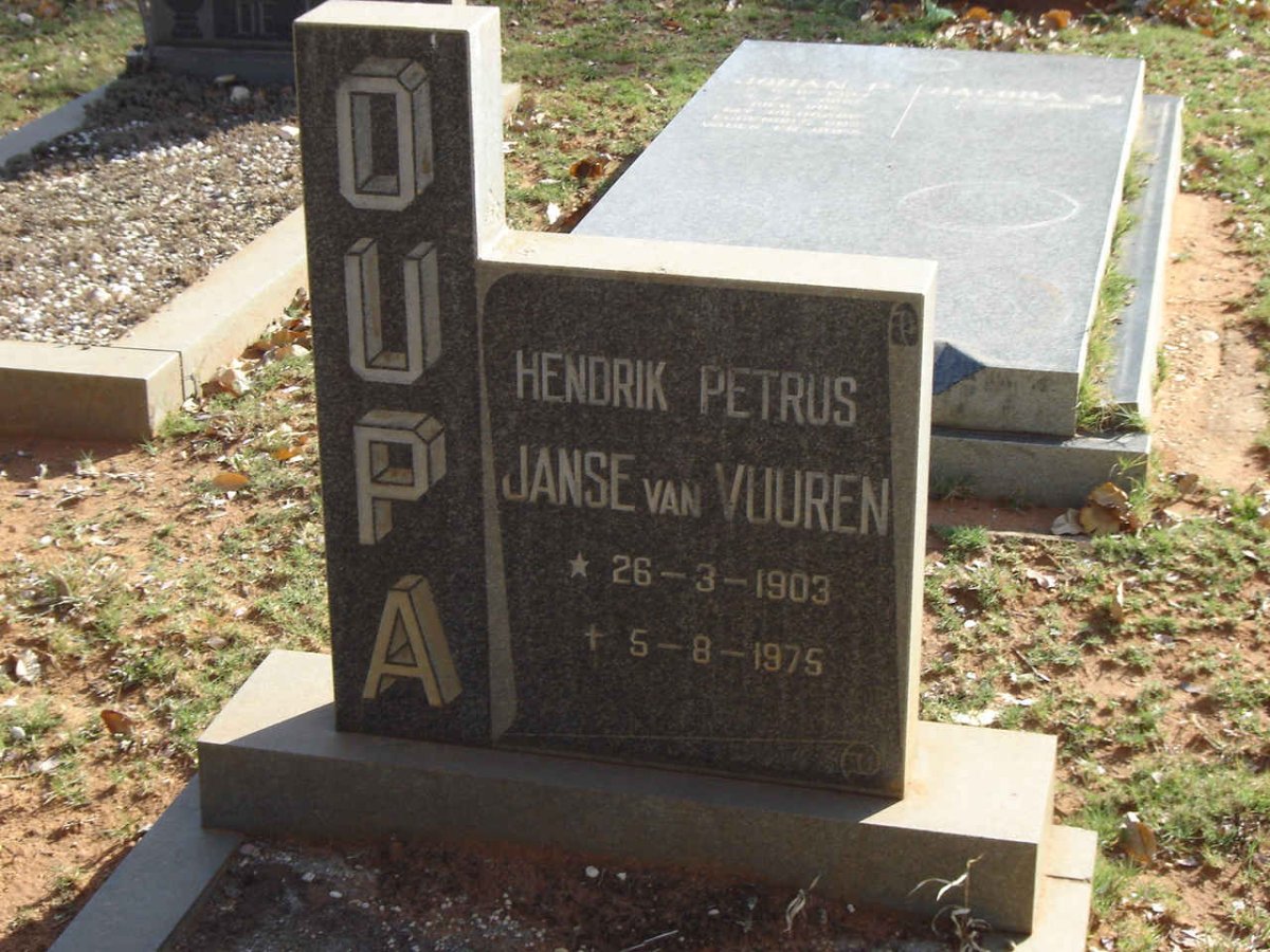 VUUREN Hendrik Petrus, Janse van 1903-1975