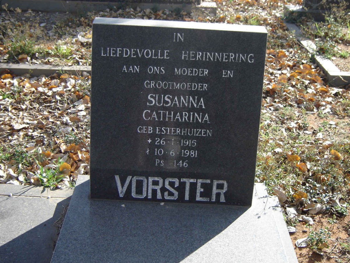 VORSTER Susanna Catharina nee ESTERHUIZEN 1915-1981