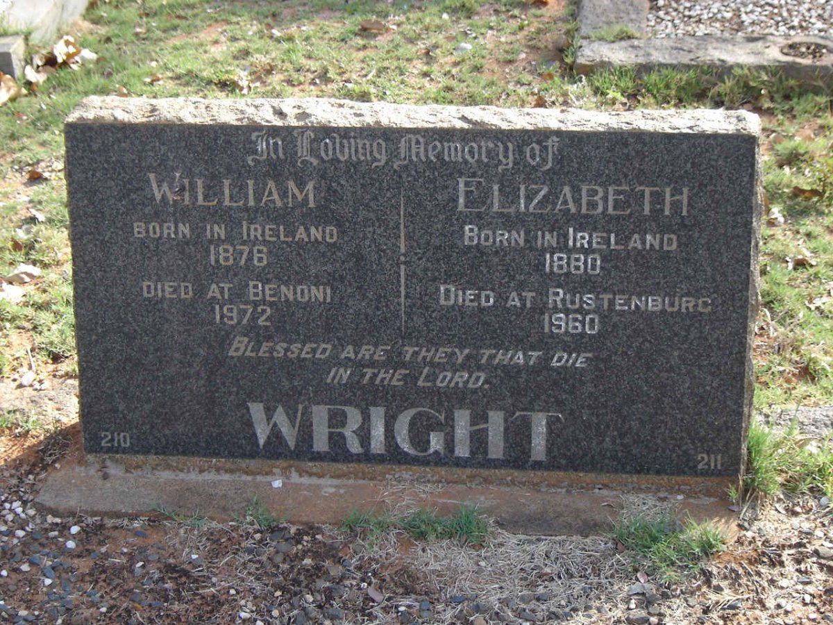 WRIGHT William 1878-1972 &amp; Elizabeth 1880-1960