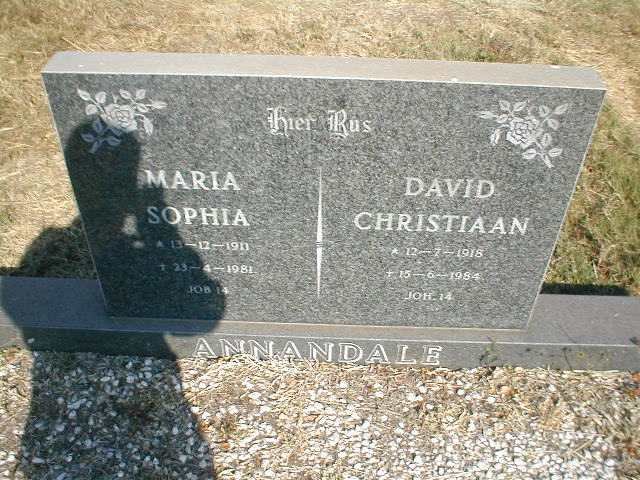 ANNANDALE David Christiaan 1918-1984 &amp; Maria Sophia 1911-1981