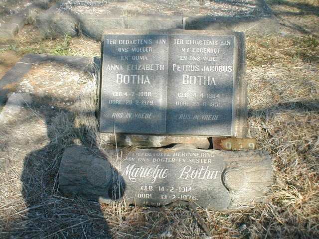 BOTHA Petrus Jabobus 1884-1951 &amp; Anna Elizabeth 1888-1979 :: BOTHA Marietjie 1914-1976