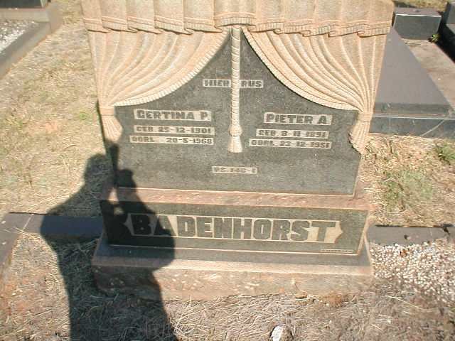 BADENHORST Pieter A. 1891-1951 &amp; GERTINA P. 1901-1968