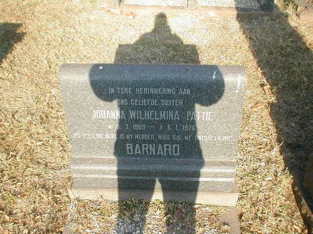 BARNARD Johanna Wilhelmina Pattie 1909-1976