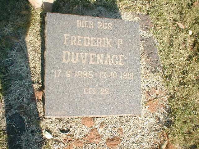 DUVENAGE Frederik P. 1895-1918