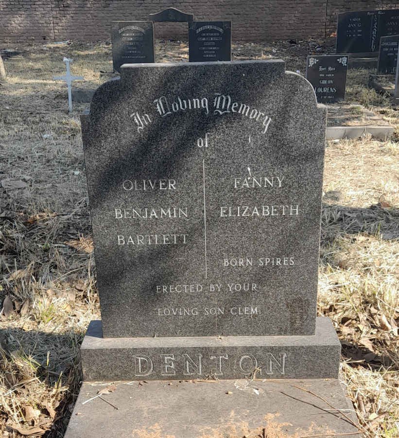 DENTON Oliver Benjamin Bartlett &amp; Fanny Elizabeth SPIRES