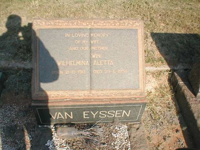 EYSSEN Wilhelmina Aletta, van 1913-1954