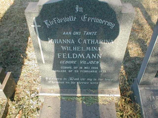 FELDMANN Johanna Catharina Wilhelmina nee VILJOEN 1905-1973