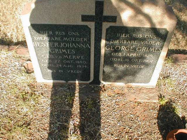 GRIMES George 1825-1901 &amp; Hester Johanna VAN DER MERWE 1840-1924