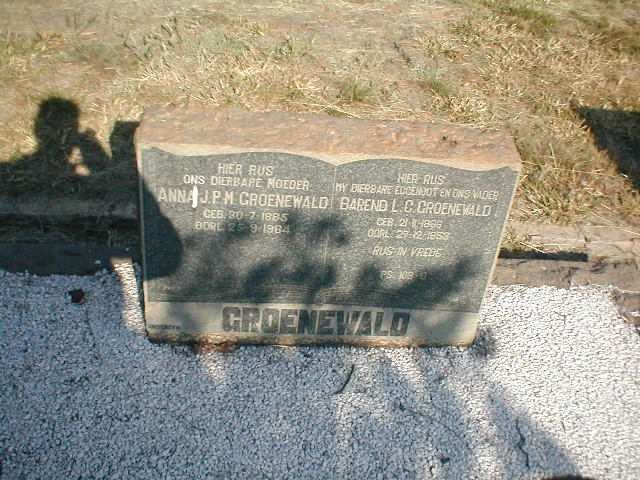 GROENEWALD Barend L.C. 1886-1953 &amp; Anna J.P.M. 1885-1964