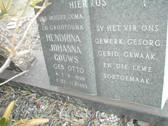 GOUWS Hendrina Johanna nee OTTO 1899-1983