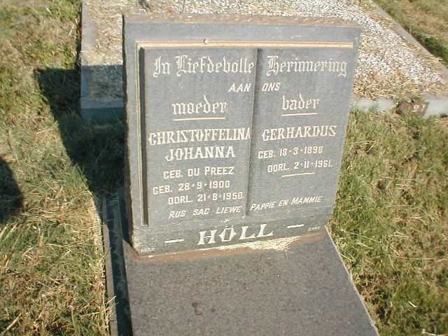 HOLL Gerhardus 1898-1961 &amp; Christoffelina Johanna DU PREEZ 1900-1950