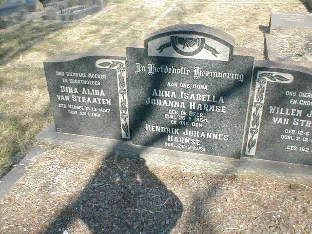 HARMSE Hendrik Johannes -1952 :: HARMSE Anna Isabella Johanna nee DE BEER -1954 :: VAN STRAATEN Dina Alida nee HARMSE 1887-1961