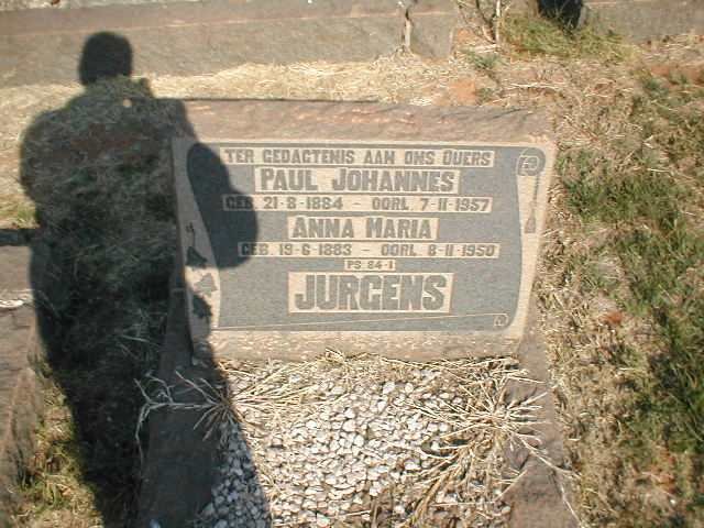 JURGENS Paul Johannes 1884-1957 &amp; Anna Maria 1883-1950