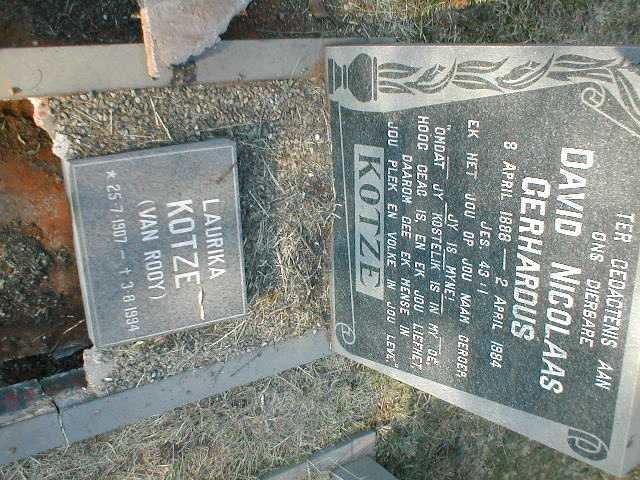 KOTZE David Nicolaas Gerhardus 1888-1984 &amp; Laurika VAN ROOY 1907-1994