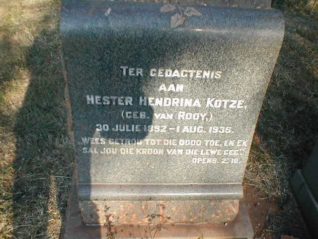 KOTZE Hester Hendrina nee VAN ROOY 1892-1935