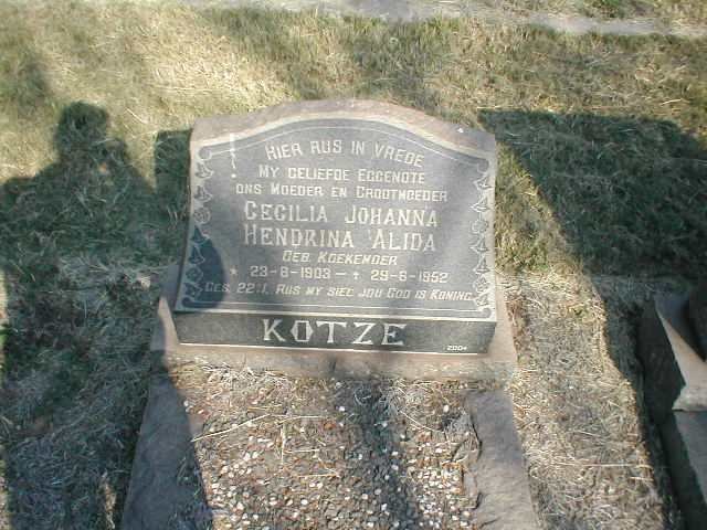 KOTZE Cecilia Johanna Hendrina Alida nee KOEKEMOER 1903-1952