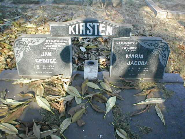 KIRSTEN Jan George 1908-1943 &amp; Maria Jacoba 1905-1994