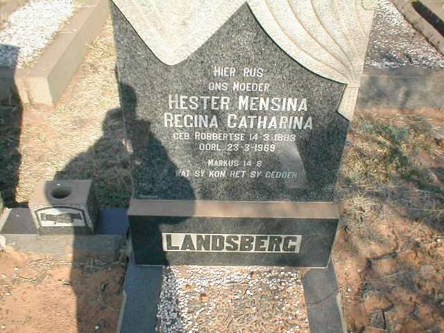 LANDSBERG Hester Mensina Regina Catharina nee ROBBERTSE 1883-1969