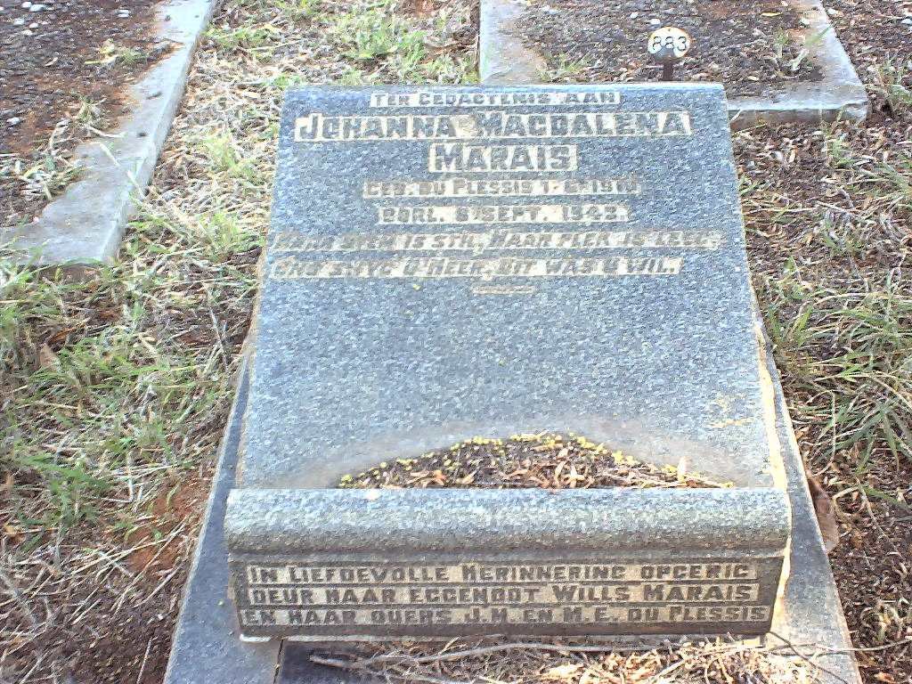 MARAIS Johanna Magdalena nee DU PLESSIS 1910-1942