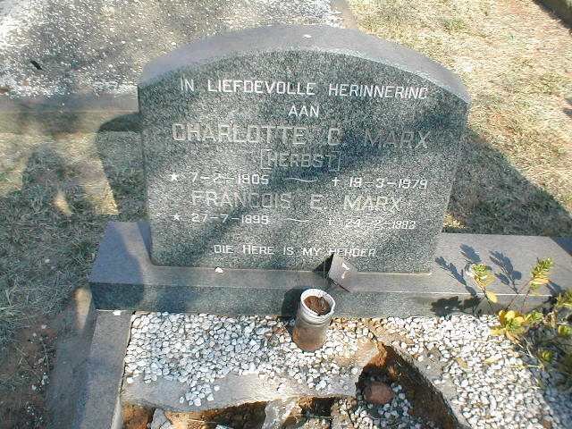 MARX Francois E. 1899-1905 &amp; Charlotte C. HERBST 1905-1979
