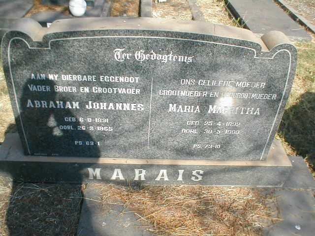 MARAIS Abraham Johannes 1891-1965 &amp; Maria Magritha 1892-1980