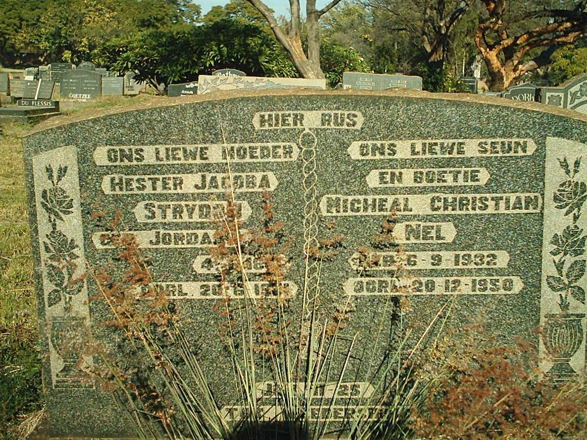 NEL Micheal Christian 1932-1950 :: STRYDOM Hester Jacoba  nee JORDAAN 18??-1??!