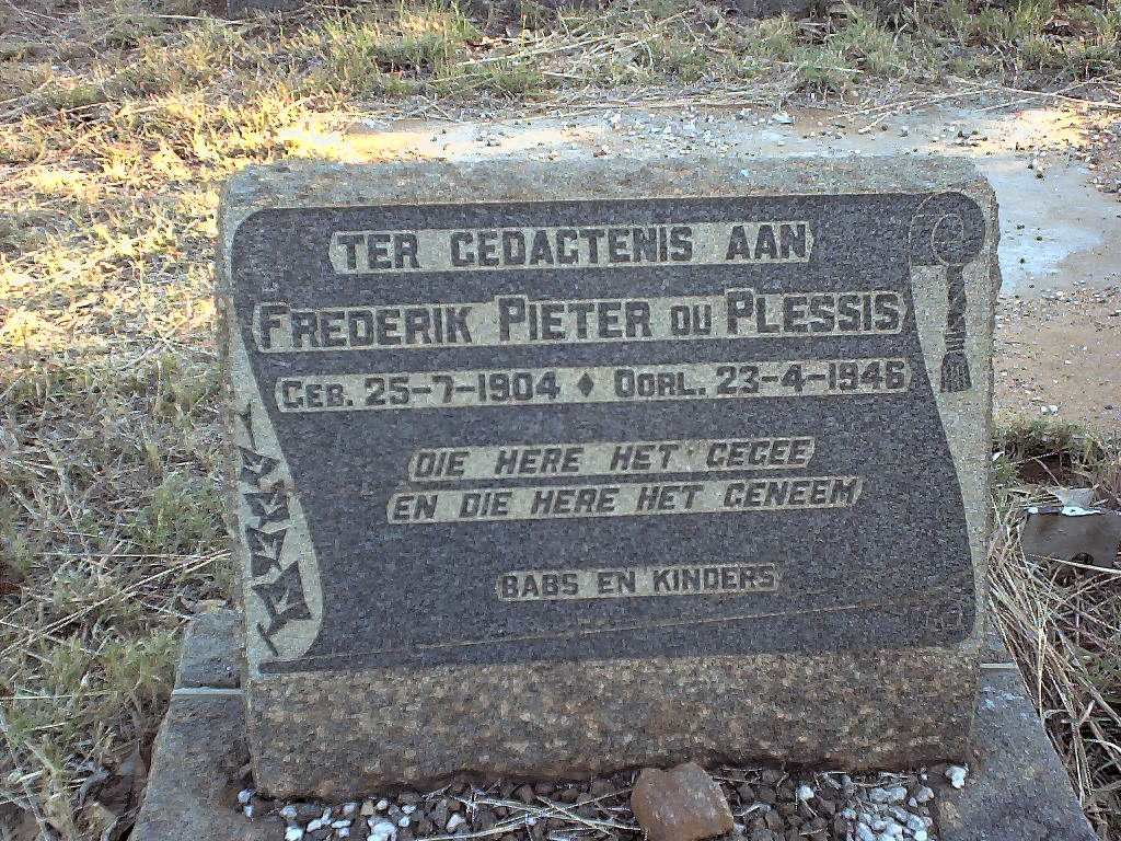 PLESSIS Frederik Pieter, du 1904-1946