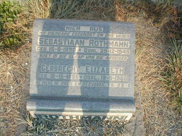 ROTHMANN Sebastiaan 1890-1949 &amp; Gerbrecht Elizabeth 1895-1980