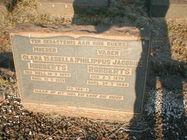 ROBBERTS Philippus Jacobus 1870-1948 &amp; Clara Isabella NELL 1873-1951