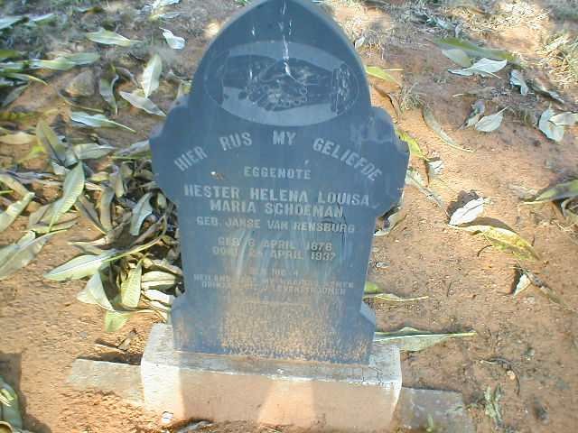 SCHOEMAN Hester Helena Louisa Maria nee JANSE VAN RENSBURG 1876-1937