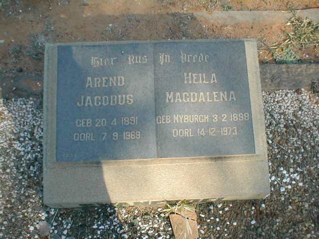 SWANEPOEL Arend Jacobus 1891-1969 &amp; Heila Magalena MYBURGH 1898-1973