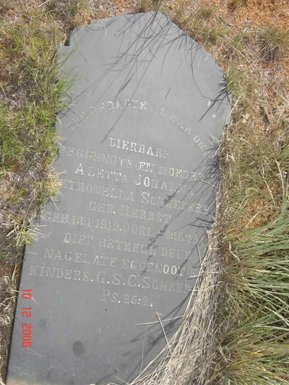 SCHEEPERS Aletta Johanna Petronella nee HERBST 1919-??