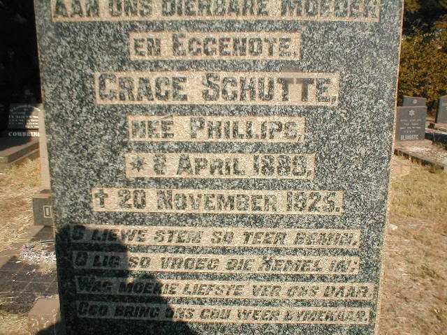 SCHUTTE Grace nee PHILLIPS 1889-1925