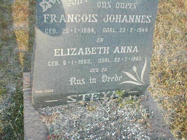 STEYN Francois Johannes 1884-1944 &amp; Elizabeth Anna 1883-1963