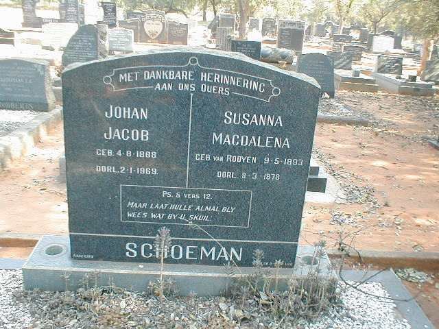 SCHOEMAN Johan Jacob 1888-1969 &amp; Susanna Magdalena VAN ROOYEN 1893-1978