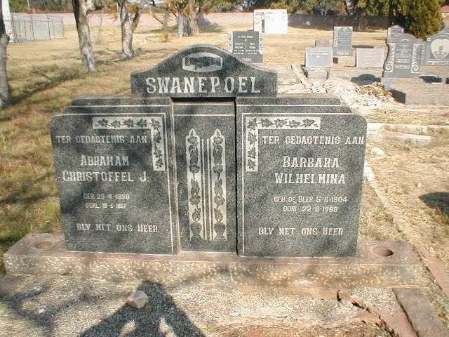 SWANEPOEL Abraham Christoffel J. 1898-1967 &amp; Barbara Wilhelmina DE BEER 1904-1988