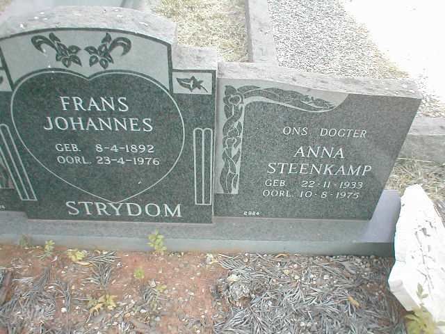 STRYDOM Frans Johannes 1892-1976 :: STEENKAMP Anna nee STRYDOM 1933-1975