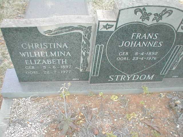 STRYDOM Frans Johannes 1892-1976 &amp; Christina Wilhelmina Elizabeth 1897-1977